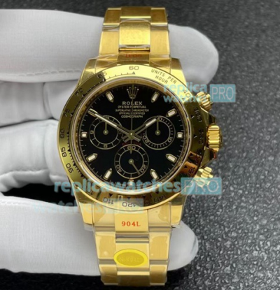 Noob V3 Rolex Yellow Gold Daytona Black Dial 40MM Replica Watch Cal.4130 Movement